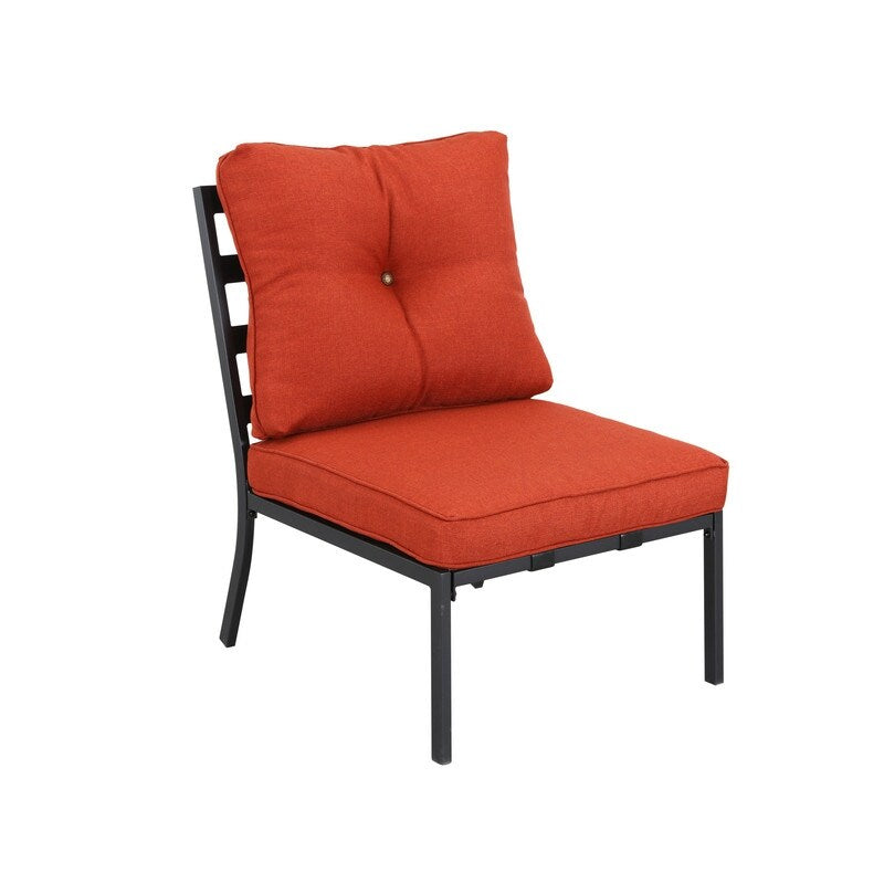 Patio Festival Curve-Arm Set da conversazione per esterni da 12 pezzi con cuscini rossi