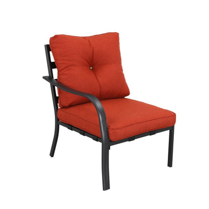 Patio Festival Curve-Arm Set da conversazione per esterni da 12 pezzi con cuscini rossi