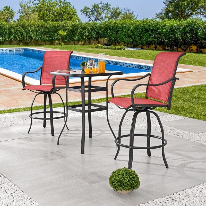 Patio Festival - Set da bistrot girevole da esterno in metallo, 3 pezzi