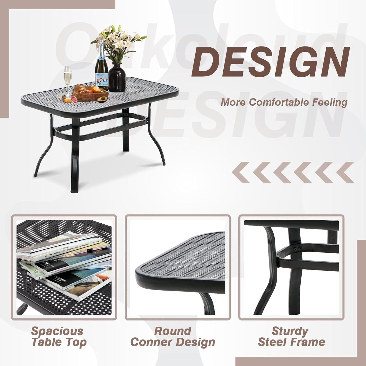 Set da conversazione per esterni in metallo da 4 pezzi con divano a due posti