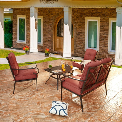 Patio Festival - Set da conversazione in metallo per esterni, 4 pezzi