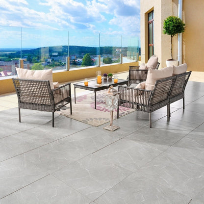 Patio Festival - Set da conversazione in vimini a 4 posti