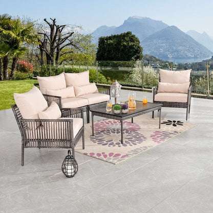 Patio Festival - Set da conversazione in vimini a 4 posti