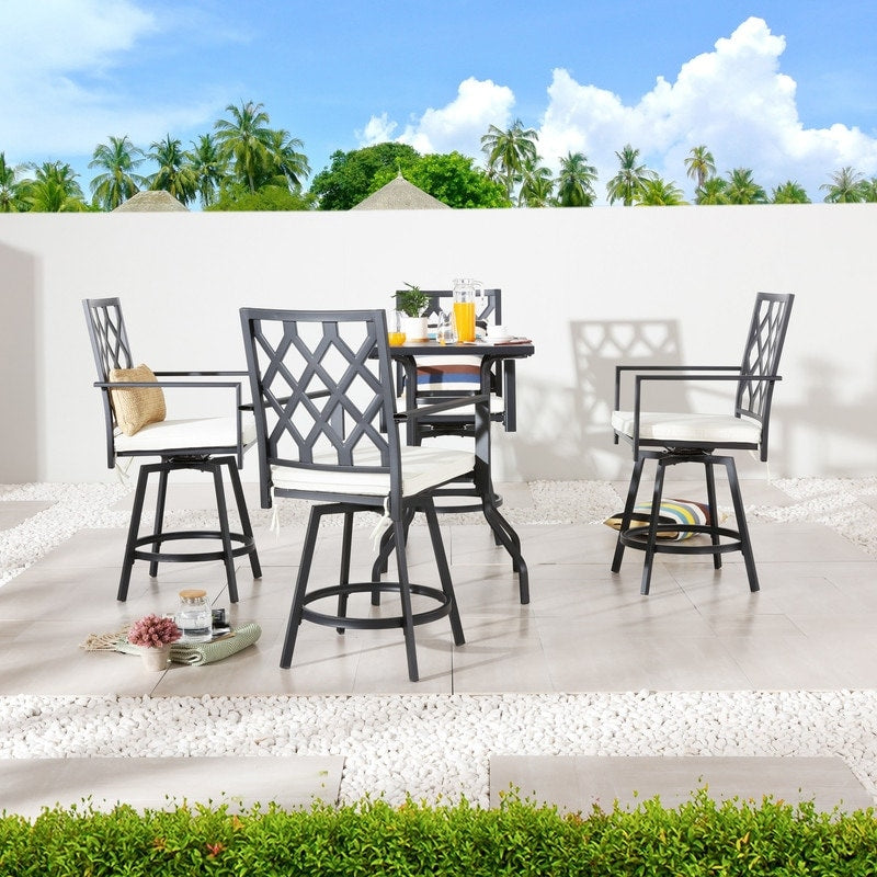 Patio Festival - Set da pranzo bistrot per 4 persone all'aperto con altezza da bar