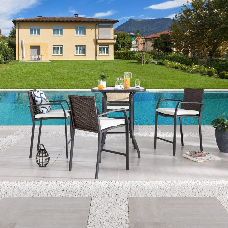 Patio Festival - Set da pranzo bistrot per 4 persone all'aperto con altezza da bar