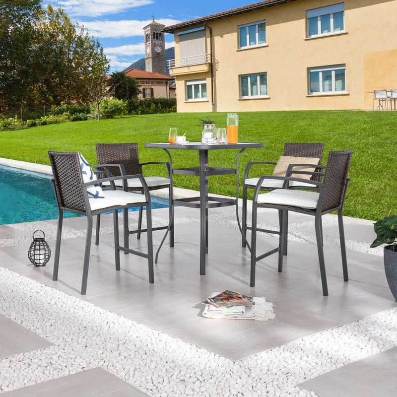 Patio Festival - Set da pranzo bistrot per 4 persone all'aperto con altezza da bar