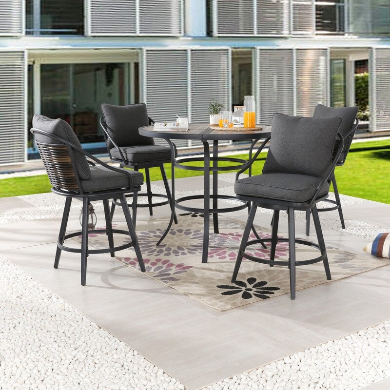 Patio Festival - Set da pranzo bistrot per 4 persone all'aperto con altezza da bar