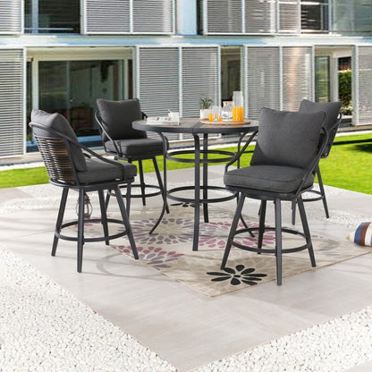 Patio Festival - Set da pranzo bistrot per 4 persone all'aperto con altezza da bar