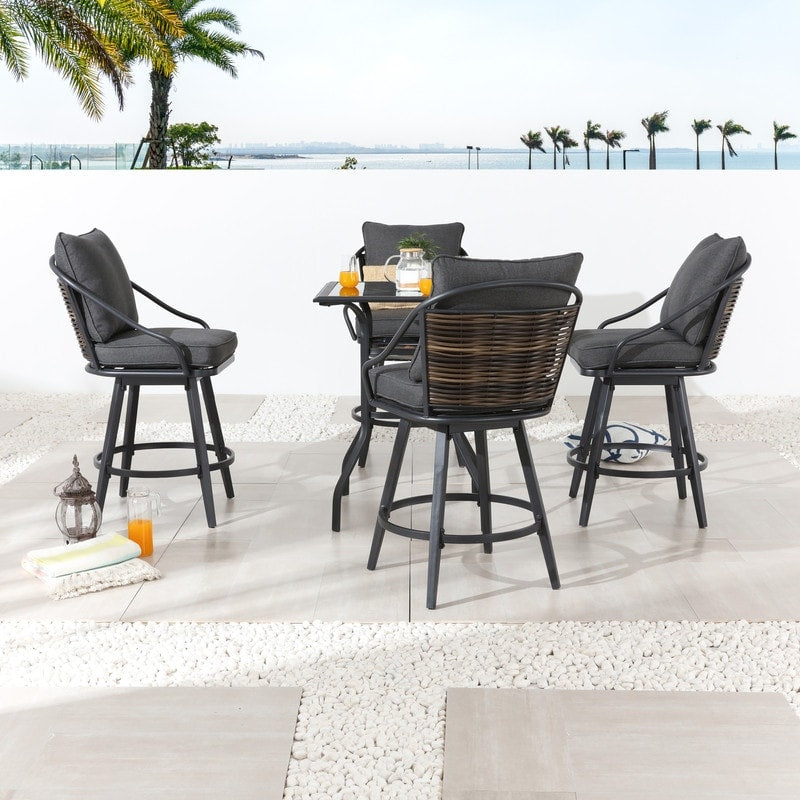 Patio Festival - Set da pranzo bistrot per 4 persone all'aperto con altezza da bar