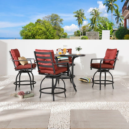 Patio Festival Set da bistrot da esterno da 5 pezzi con cuscini rossi