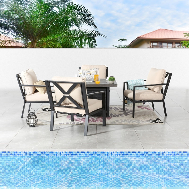 Patio Festival - Set da conversazione con braciere da esterno da 5 pezzi