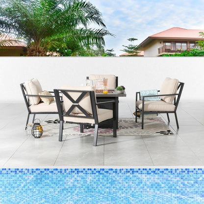 Patio Festival - Set da conversazione con braciere da esterno da 5 pezzi