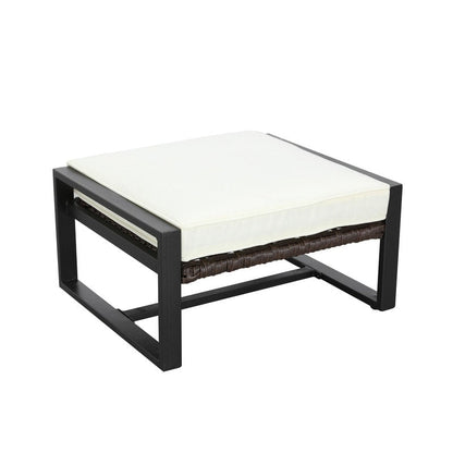 Patio Festival - Set da conversazione in vimini da esterno da 5 pezzi con pouf e tavolo