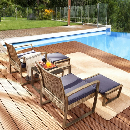 Patio Festival - Set da conversazione in vimini da 5 pezzi per esterni