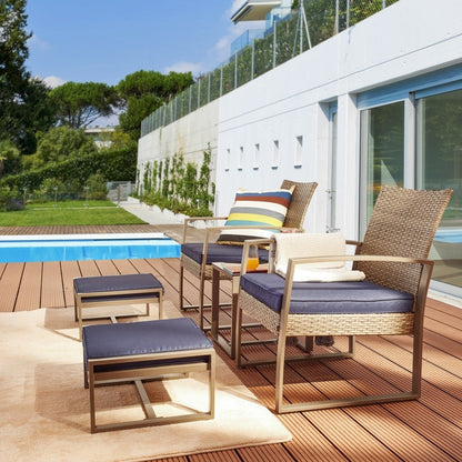 Patio Festival - Set da conversazione in vimini da 5 pezzi per esterni