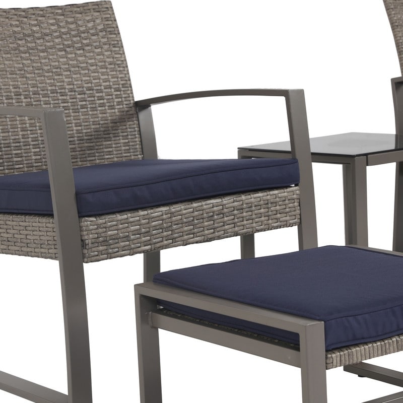 Patio Festival - Set da conversazione in vimini da 5 pezzi per esterni