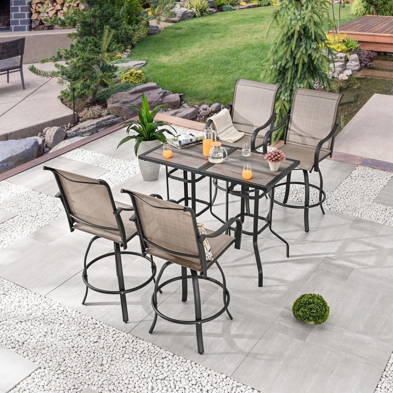 Patio Festival - Set da pranzo bistrot per 4 persone all'aperto con altezza da bar