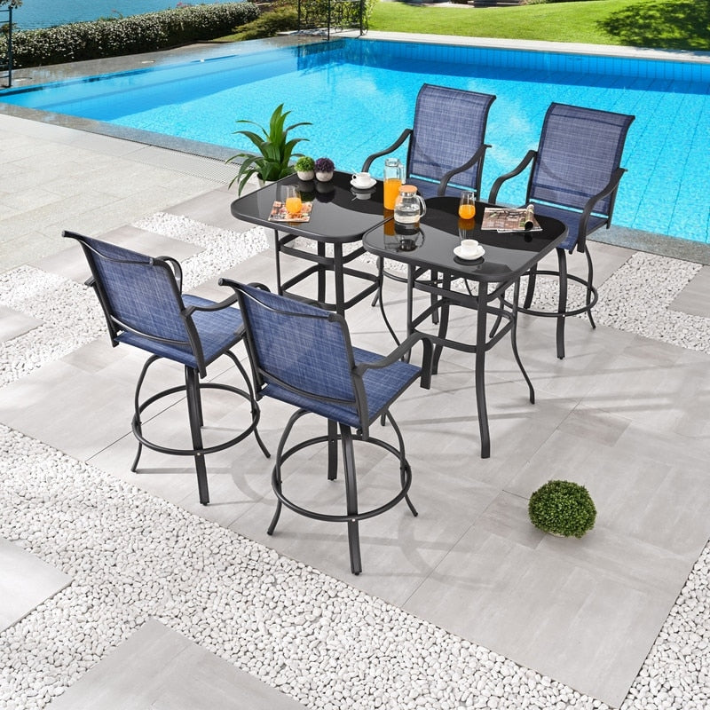 Patio Festival - Set da pranzo bistrot per 4 persone all'aperto con altezza da bar