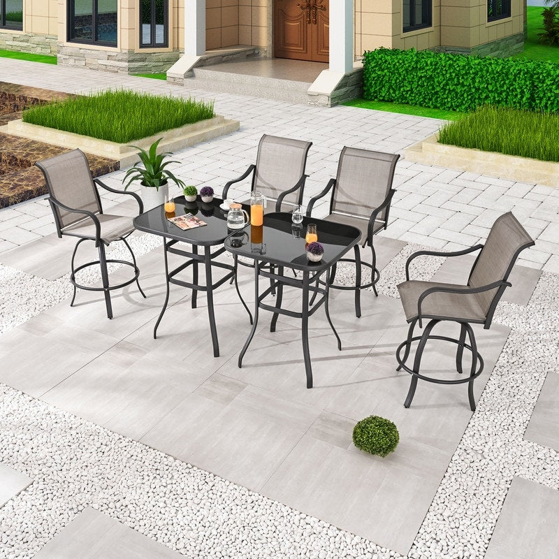 Patio Festival - Set da pranzo bistrot per 4 persone all'aperto con altezza da bar