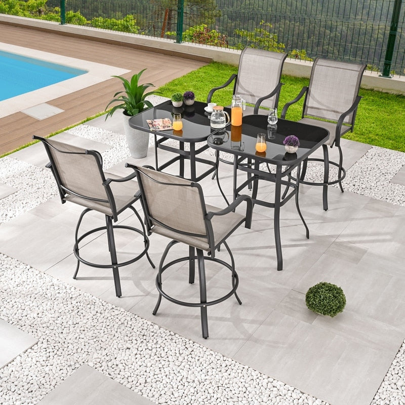 Patio Festival - Set da pranzo bistrot per 4 persone all'aperto con altezza da bar