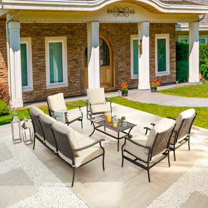 Patio Festival - Set di divani da esterno in metallo da 6 pezzi