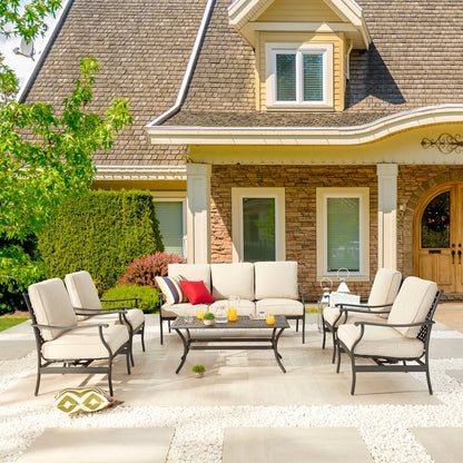 Patio Festival - Set di divani da esterno in metallo da 6 pezzi