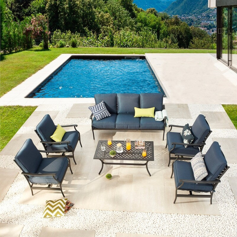 Patio Festival - Set di divani da esterno in metallo da 6 pezzi