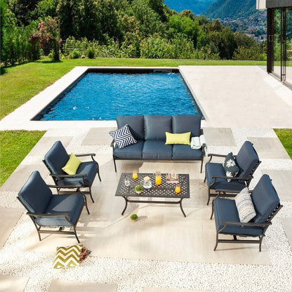 Patio Festival - Set di divani da esterno in metallo da 6 pezzi