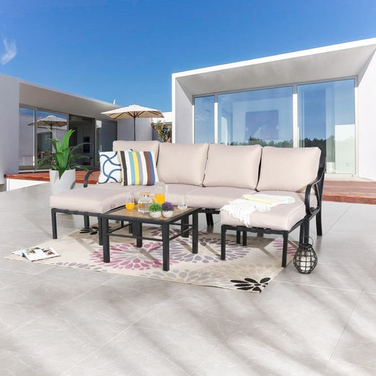 Patio Festival Wave-Arm Set da conversazione da 7 pezzi