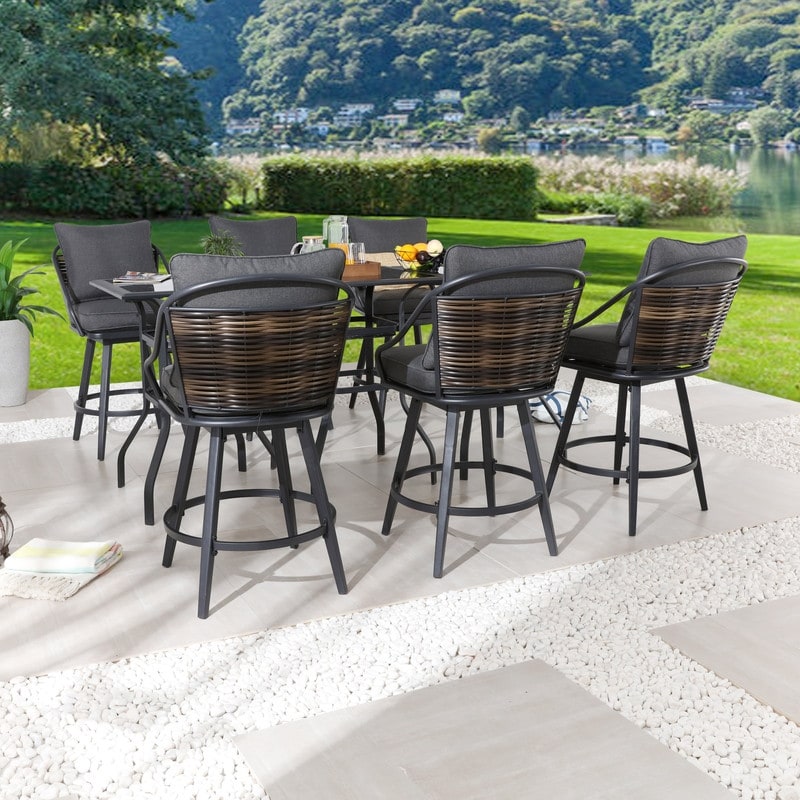Patio Festival Set da pranzo da bar da 9 pezzi con sedie girevoli