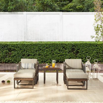 Patio Festival Set da conversazione da esterno in vimini da 5 pezzi