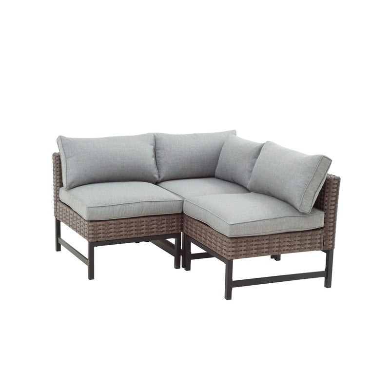 Patio Festival - Set da conversazione per esterni ad angolo retto da 3 pezzi