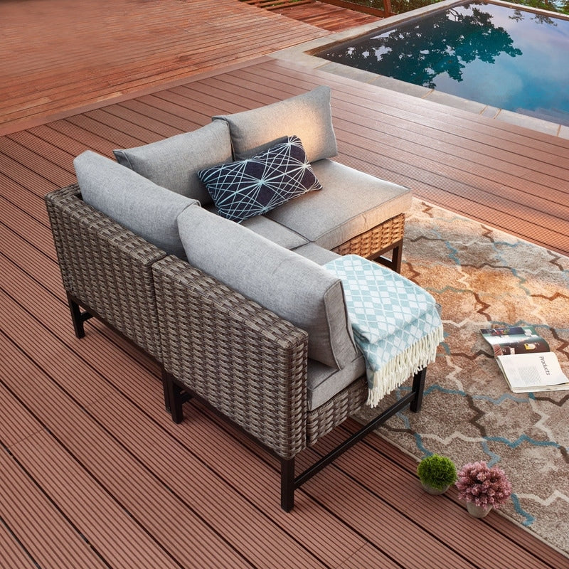 Patio Festival - Set da conversazione per esterni ad angolo retto da 3 pezzi