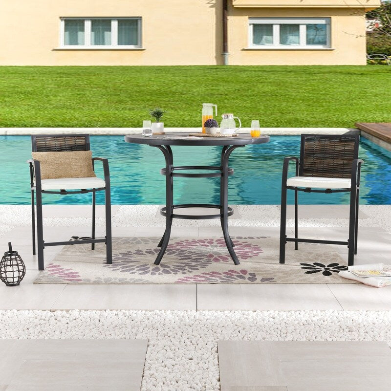 Patio Festival Outdoor Set da pranzo rotondo per 2 persone con cuscini