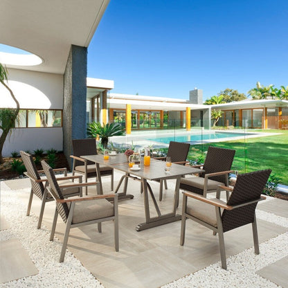 Patio Festival Set da pranzo per esterni da 7 pezzi con trasferimento termico