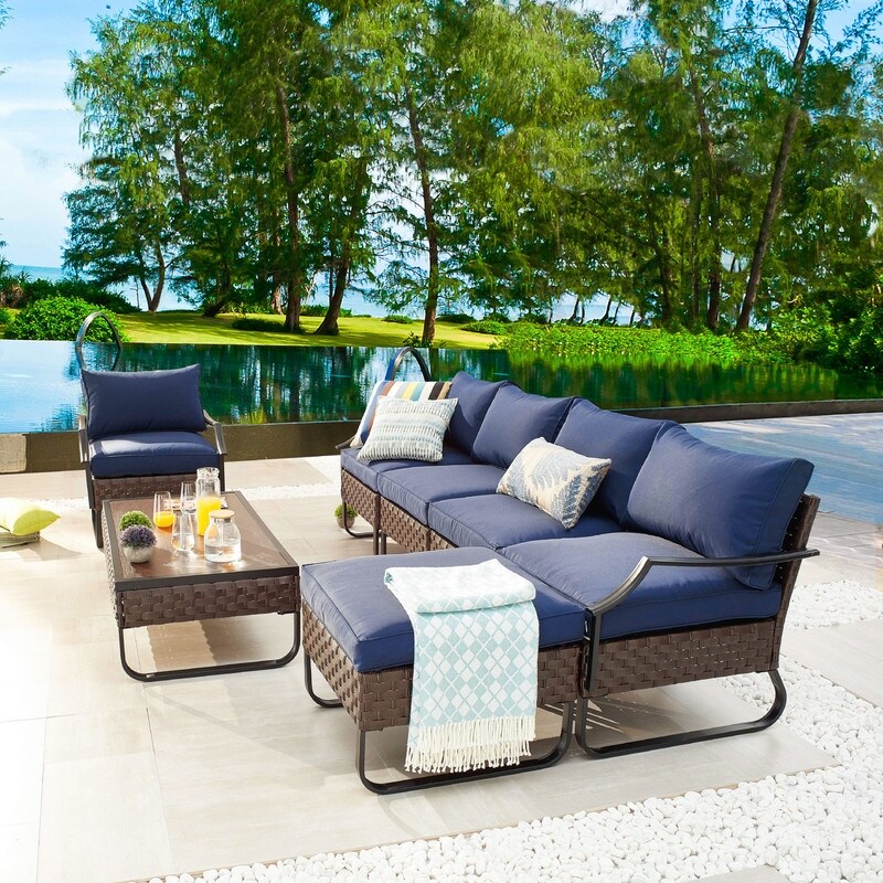 Patio Festival U-Leg Set da conversazione all'aperto da 7 pezzi