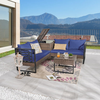 Set di divani in vimini da 4 posti Patio Festival con tavolino e cuscini