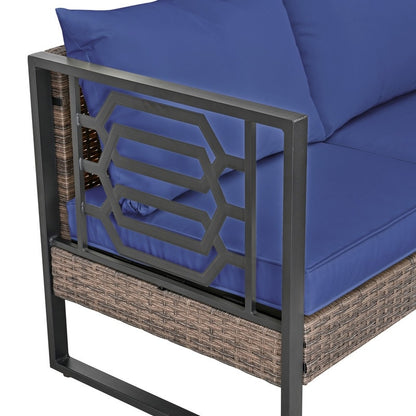 Set di divani in vimini da 4 posti Patio Festival con tavolino e cuscini