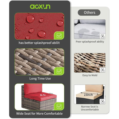 Set di mobili da giardino da 8 pezzi con tavolo da fuoco da 40 cm