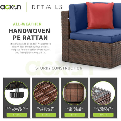 Set di mobili da giardino da 8 pezzi con tavolo da fuoco da 40 cm