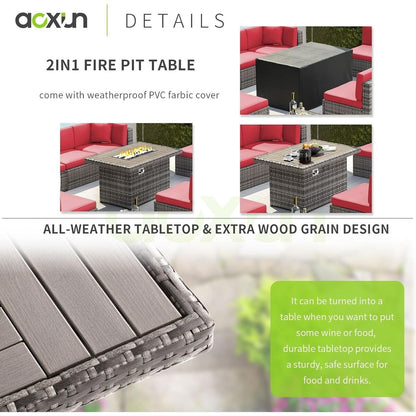 Set di mobili da giardino da 8 pezzi con tavolo da fuoco da 40 cm