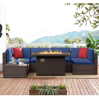 Set di mobili da giardino da 8 pezzi con tavolo da fuoco da 40 cm