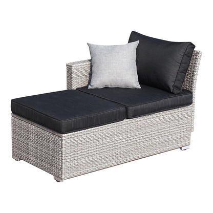 Set da conversazione per patio in vimini per tutte le stagioni, 3 pezzi, componibile per esterni, beige