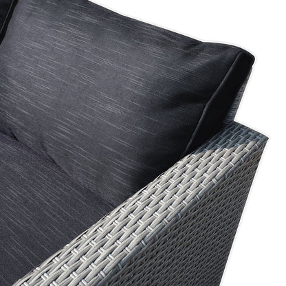 Set da conversazione per patio in vimini per tutte le stagioni, 3 pezzi, componibile per esterni, beige