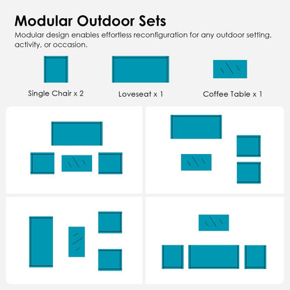 Set di mobili da giardino - Set da conversazione da giardino in vimini per tutte le stagioni, 4 pezzi, set di divani da esterno neri con cuscini e sedie lavabili