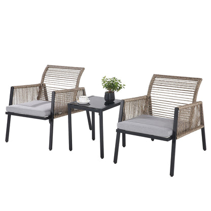 Set di mobili da giardino - Divano componibile da esterno in vimini e rattan, set da conversazione per tutte le stagioni, con morbidi cuscini