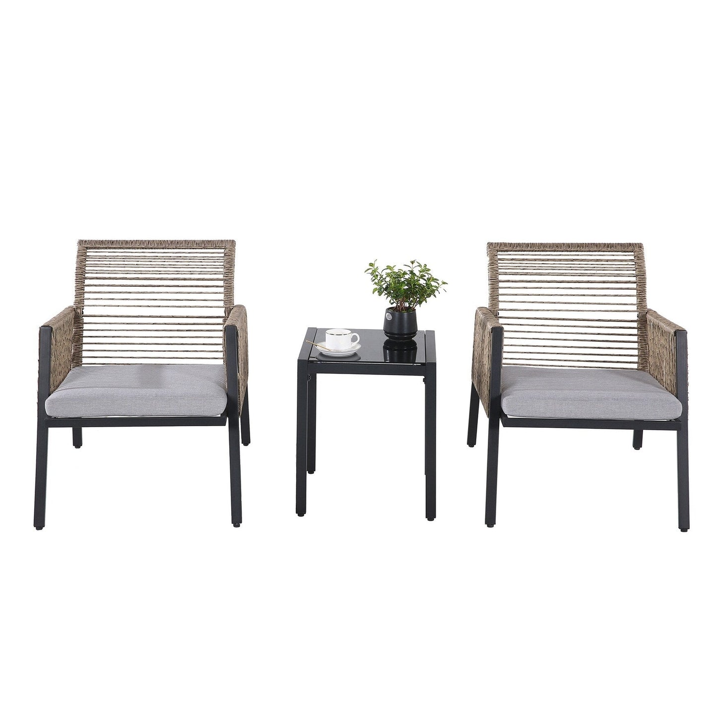 Set di mobili da giardino - Divano componibile da esterno in vimini e rattan, set da conversazione per tutte le stagioni, con morbidi cuscini