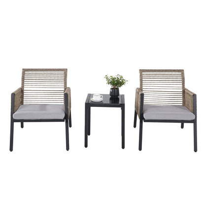 Set di mobili da giardino - Divano componibile da esterno in vimini e rattan, set da conversazione per tutte le stagioni, con morbidi cuscini