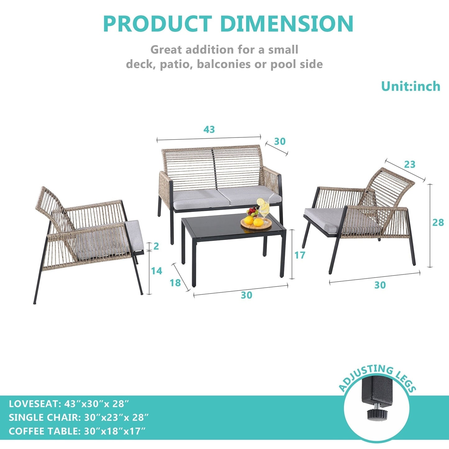 Set di mobili da giardino - Divano componibile da esterno in vimini e rattan, set da conversazione per tutte le stagioni, con morbidi cuscini