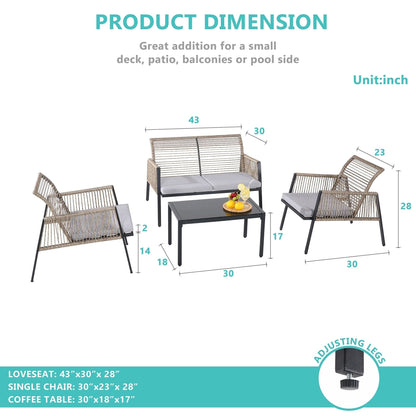 Set di mobili da giardino - Divano componibile da esterno in vimini e rattan, set da conversazione per tutte le stagioni, con morbidi cuscini